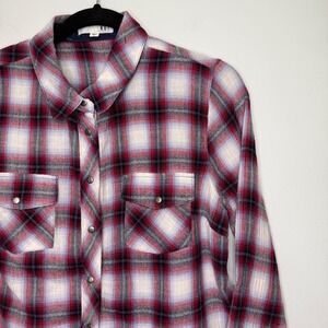KUT From The Kloth Women's Plaid Metal Snap Shirt Long Sleeve Western MP
